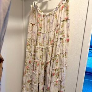 Ralph Lauren Denim & Supply Cream Floral Maxi Skirt